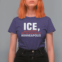 Ice Get The F Out of Minneapolis T Shirt For Women Red and White Statement Justice and Resistance Protest - Wonder Print Shop