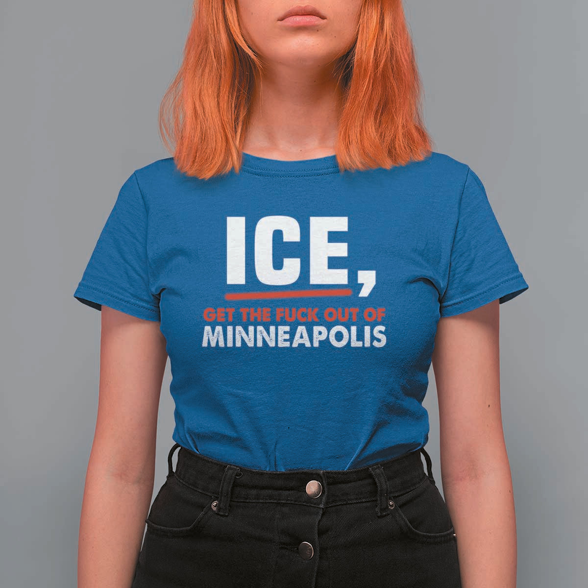 Ice Get The F Out of Minneapolis T Shirt For Women Red and White Statement Justice and Resistance Protest - Wonder Print Shop