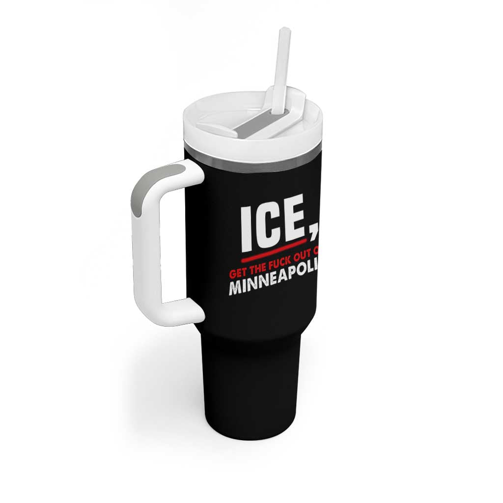 Ice Get The F Out of Minneapolis Tumbler With Handle Red and White Statement Justice and Resistance Protest