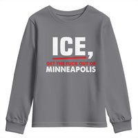 Ice Get The F Out of Minneapolis Youth Sweatshirt Red and White Statement Justice and Resistance Protest - Wonder Print Shop