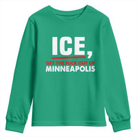 Ice Get The F Out of Minneapolis Youth Sweatshirt Red and White Statement Justice and Resistance Protest - Wonder Print Shop