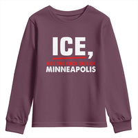 Ice Get The F Out of Minneapolis Youth Sweatshirt Red and White Statement Justice and Resistance Protest - Wonder Print Shop