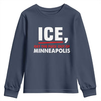 Ice Get The F Out of Minneapolis Youth Sweatshirt Red and White Statement Justice and Resistance Protest - Wonder Print Shop