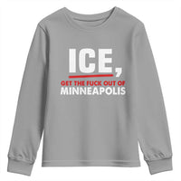 Ice Get The F Out of Minneapolis Youth Sweatshirt Red and White Statement Justice and Resistance Protest - Wonder Print Shop