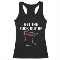 Get The F Out of Minnesota Protest Racerback Tank Top State Map Minneapolis Jan 8 2026 Justice Protest - Wonder Print Shop