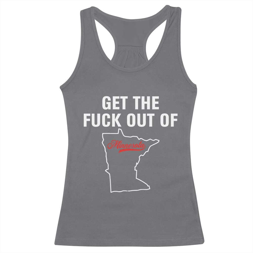 Get The F Out of Minnesota Protest Racerback Tank Top State Map Minneapolis Jan 8 2026 Justice Protest - Wonder Print Shop