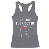Get The F Out of Minnesota Protest Racerback Tank Top State Map Minneapolis Jan 8 2026 Justice Protest - Wonder Print Shop