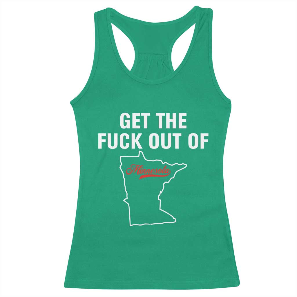 Get The F Out of Minnesota Protest Racerback Tank Top State Map Minneapolis Jan 8 2026 Justice Protest - Wonder Print Shop