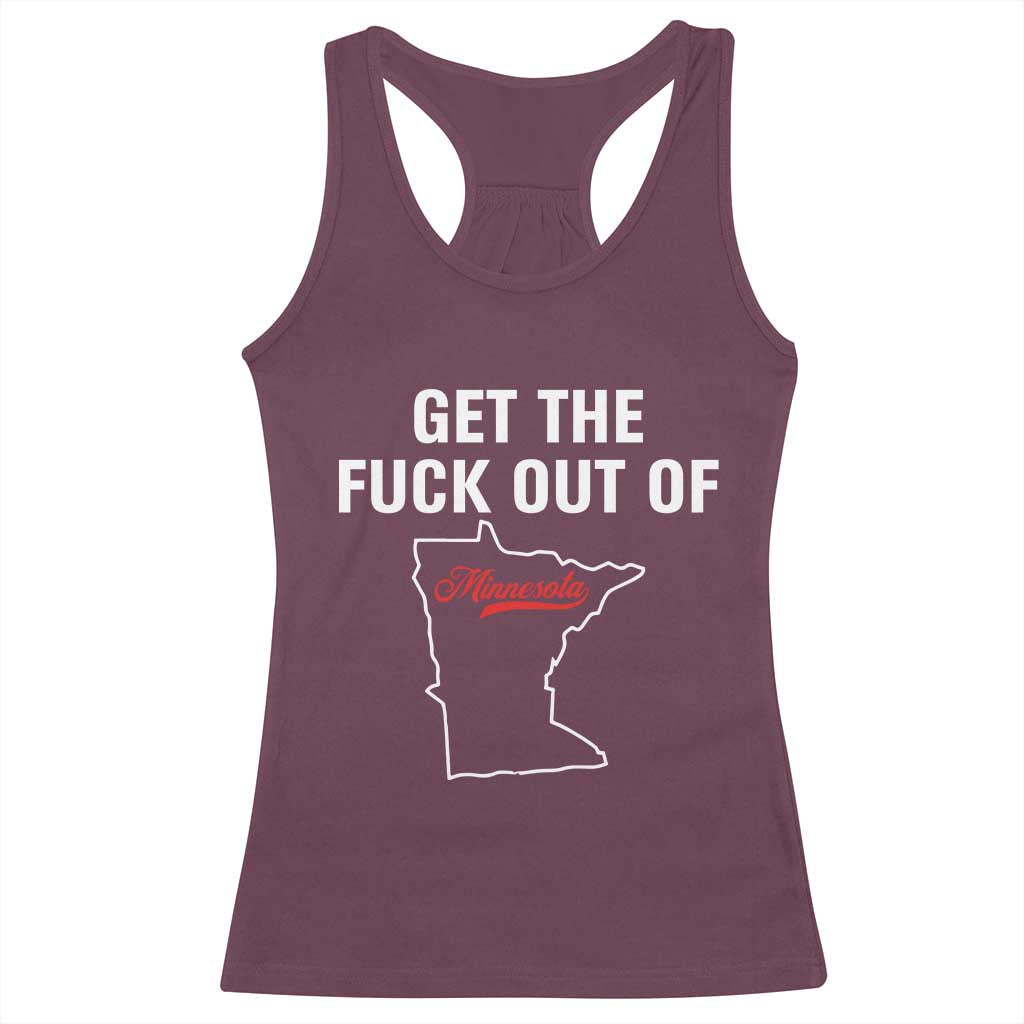 Get The F Out of Minnesota Protest Racerback Tank Top State Map Minneapolis Jan 8 2026 Justice Protest - Wonder Print Shop
