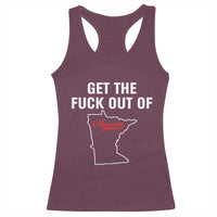 Get The F Out of Minnesota Protest Racerback Tank Top State Map Minneapolis Jan 8 2026 Justice Protest - Wonder Print Shop