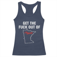 Get The F Out of Minnesota Protest Racerback Tank Top State Map Minneapolis Jan 8 2026 Justice Protest - Wonder Print Shop