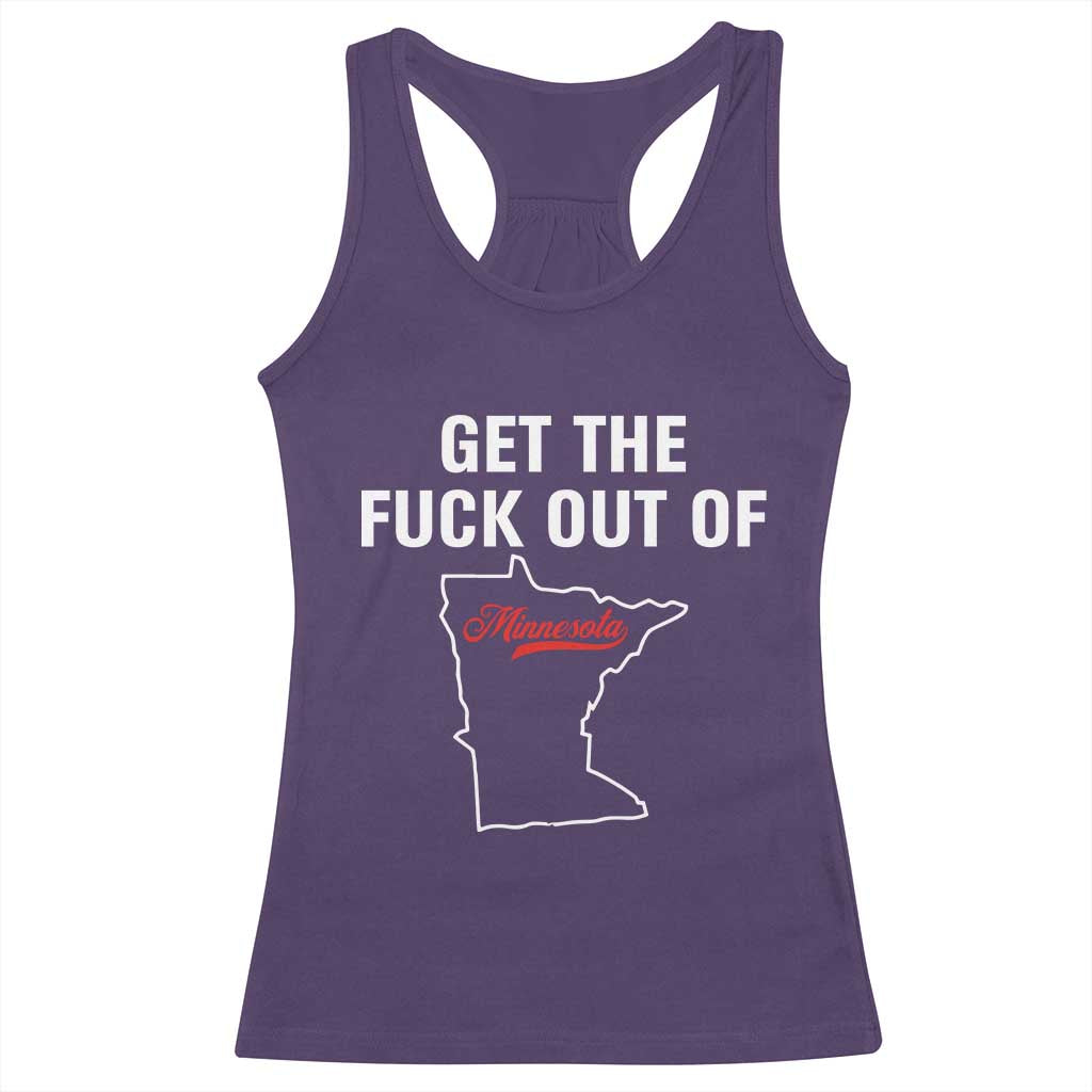 Get The F Out of Minnesota Protest Racerback Tank Top State Map Minneapolis Jan 8 2026 Justice Protest - Wonder Print Shop