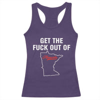 Get The F Out of Minnesota Protest Racerback Tank Top State Map Minneapolis Jan 8 2026 Justice Protest - Wonder Print Shop