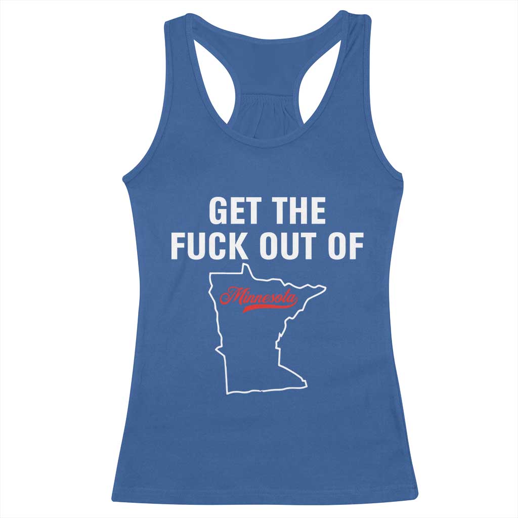 Get The F Out of Minnesota Protest Racerback Tank Top State Map Minneapolis Jan 8 2026 Justice Protest - Wonder Print Shop