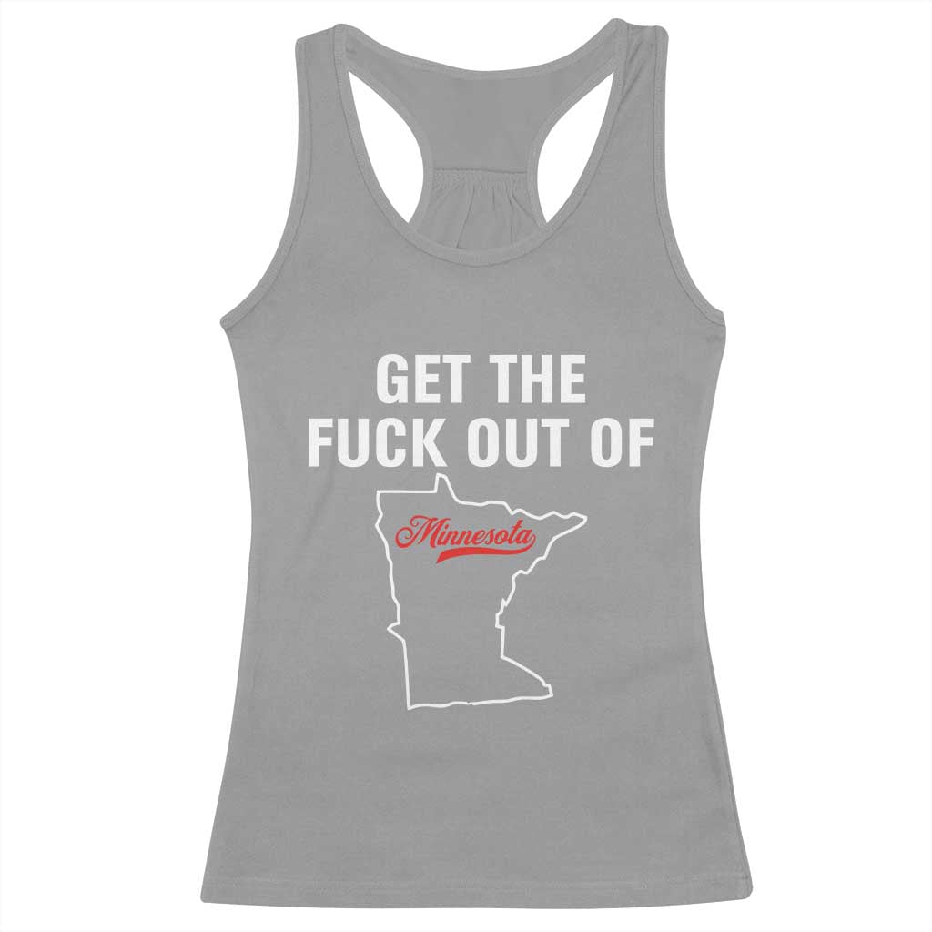 Get The F Out of Minnesota Protest Racerback Tank Top State Map Minneapolis Jan 8 2026 Justice Protest - Wonder Print Shop