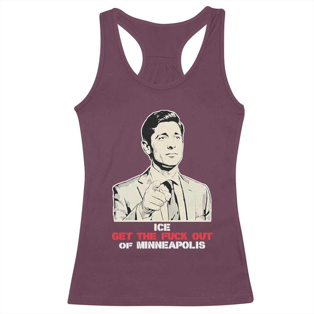 Get The F Out of Minneapolis Racerback Tank Top Mayor Jacob Saying Civil Resistance