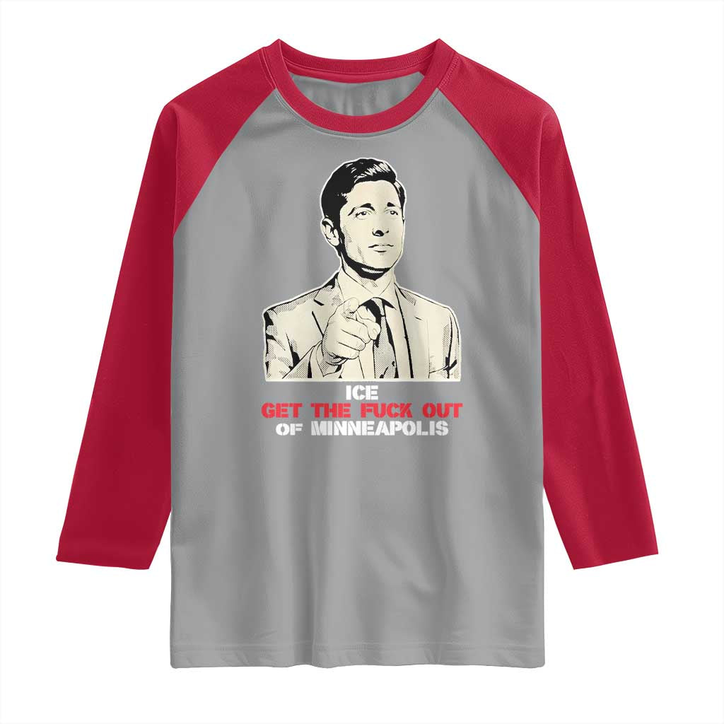 Get The F Out of Minneapolis Raglan Shirt Mayor Jacob Saying Civil Resistance