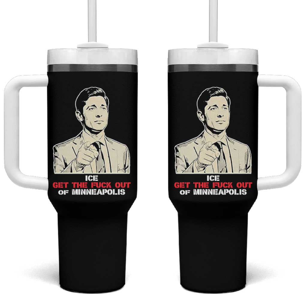Get The F Out of Minneapolis Tumbler With Handle Mayor Jacob Saying Civil Resistance