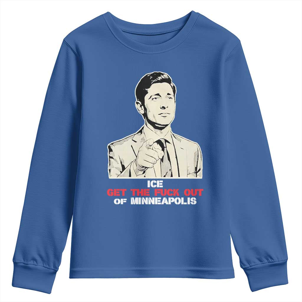 Get The F Out of Minneapolis Youth Sweatshirt Mayor Jacob Saying Civil Resistance