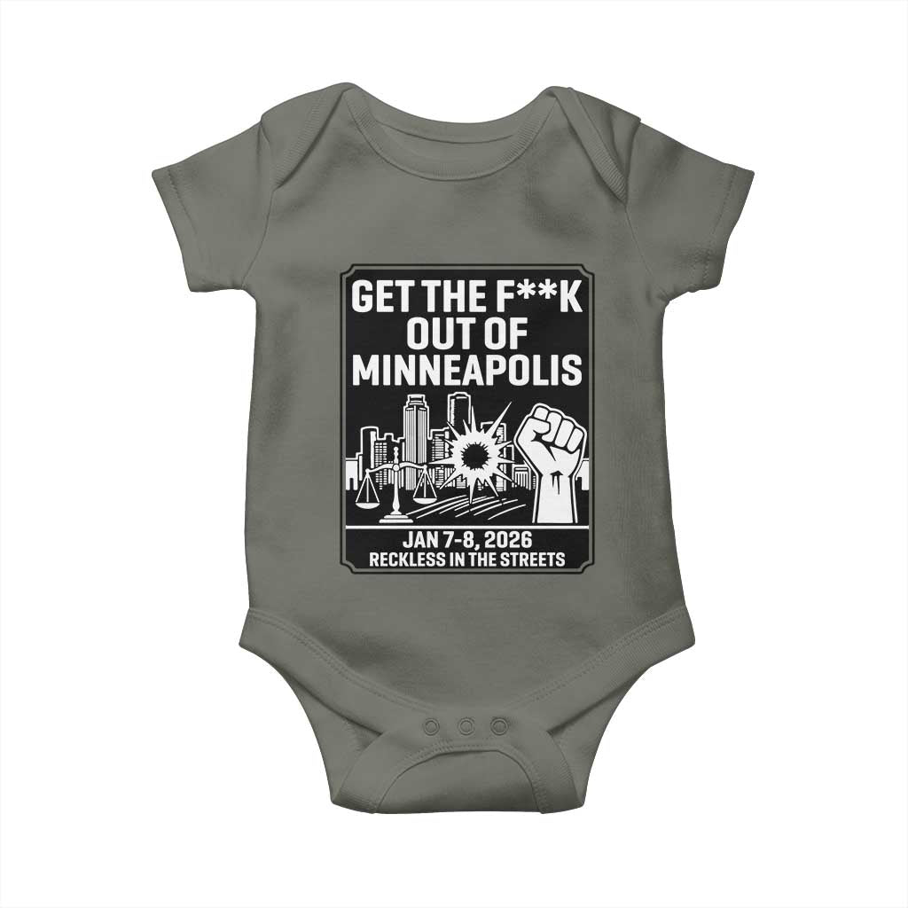 Get The F Out of Minneapolis Baby Onesie January 8 2026 Reckless in the Streets Protest
