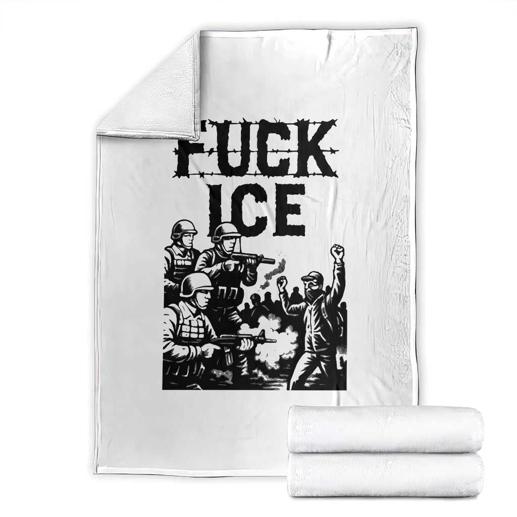 F Ice Riot Protest Graphic Throw Blanket Political Resistance Against Ice Violence