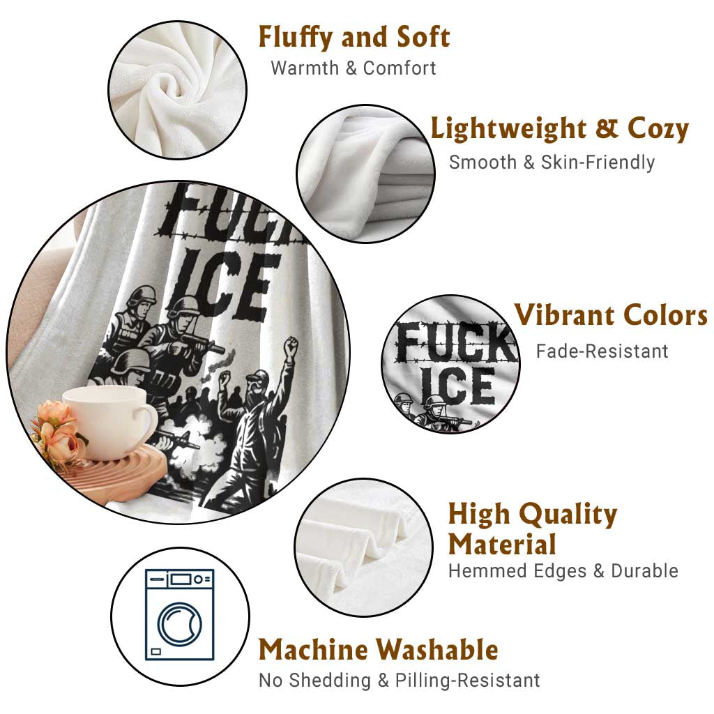 F Ice Riot Protest Graphic Throw Blanket Political Resistance Against Ice Violence