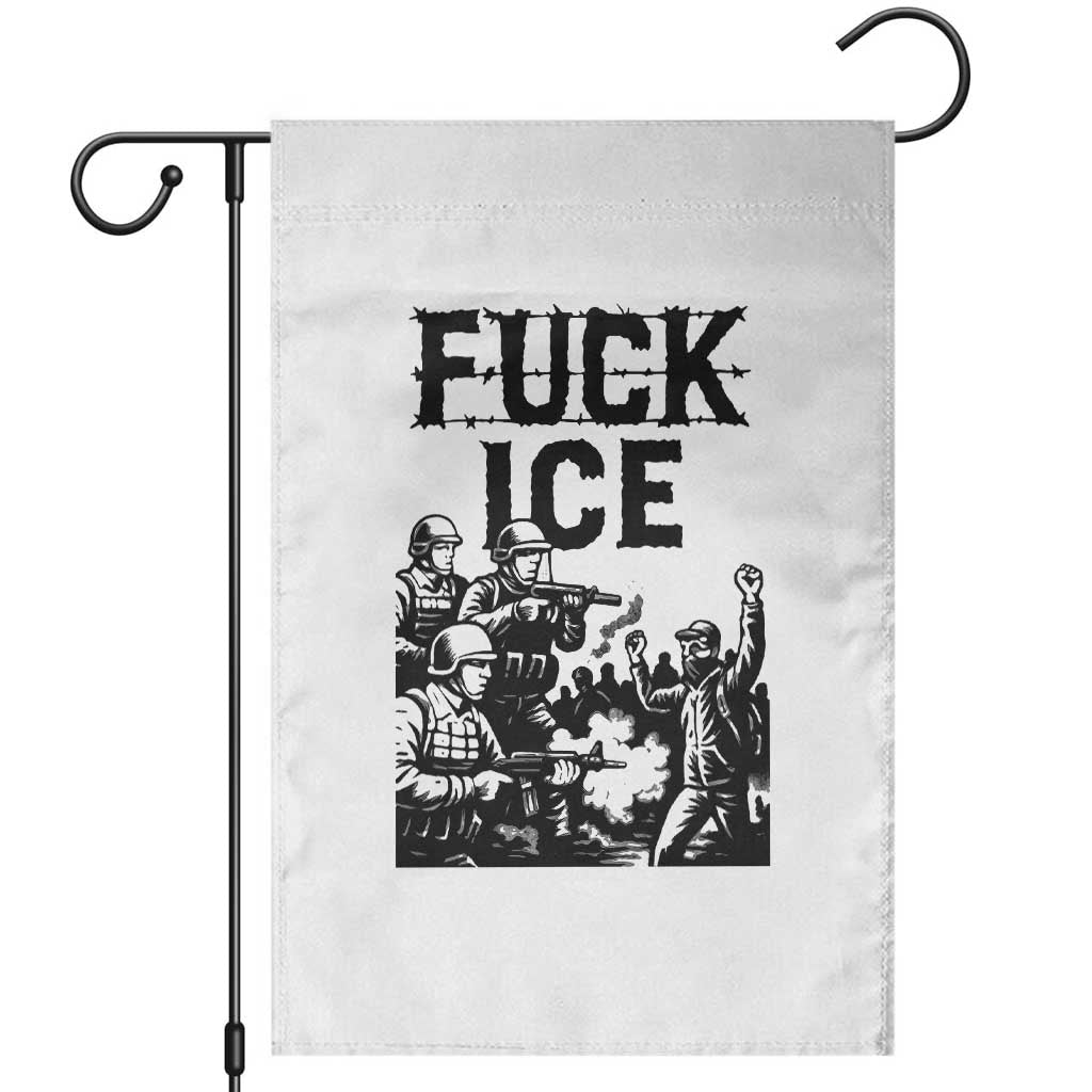 F Ice Riot Protest Graphic Garden Flag Political Resistance Against Ice Violence