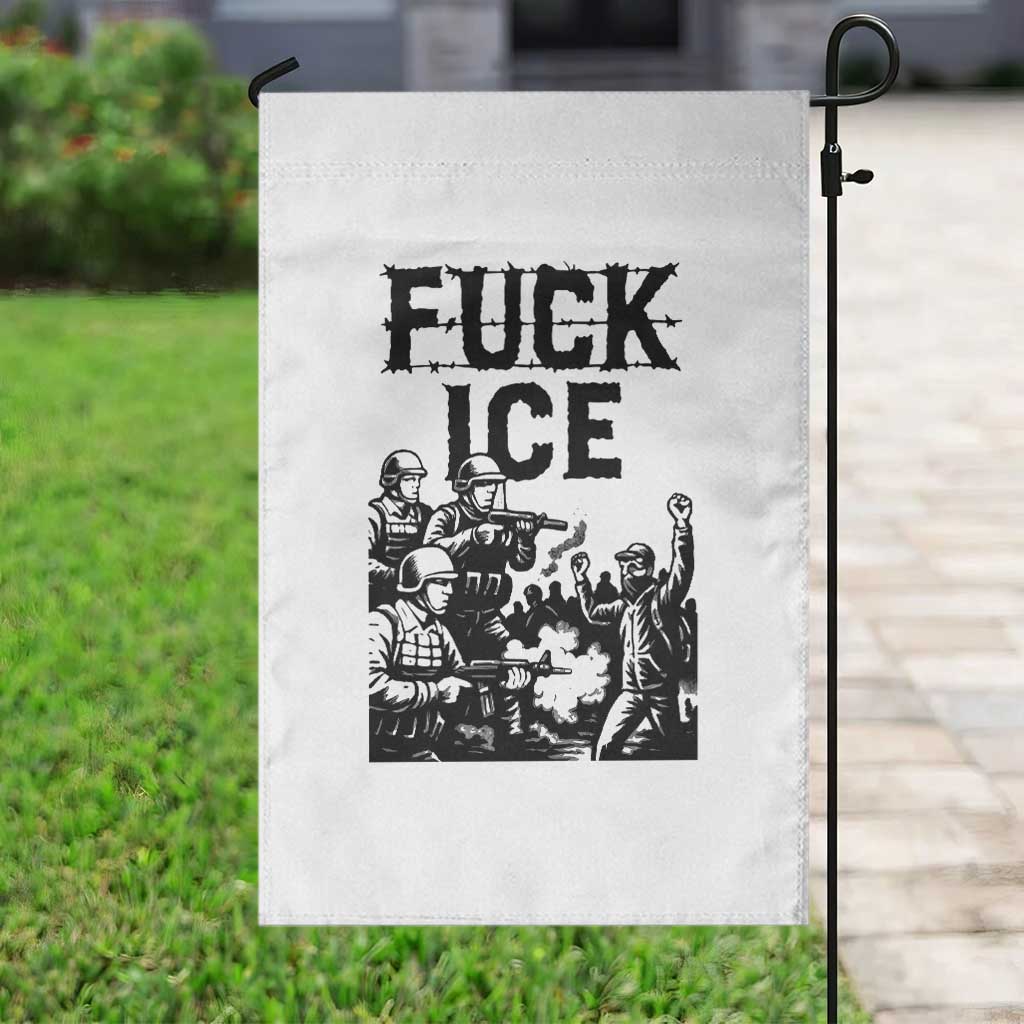 F Ice Riot Protest Graphic Garden Flag Political Resistance Against Ice Violence