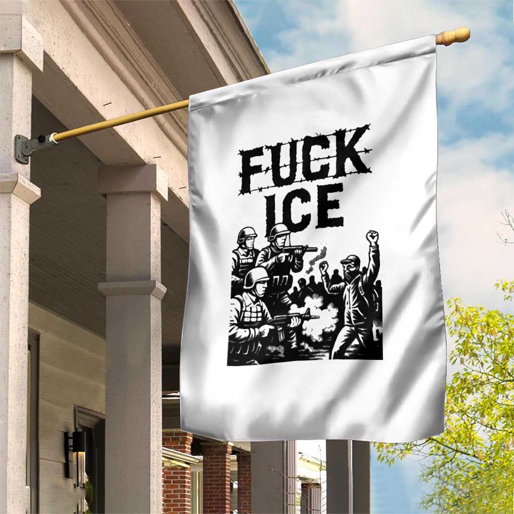 F Ice Riot Protest Graphic Garden Flag Political Resistance Against Ice Violence
