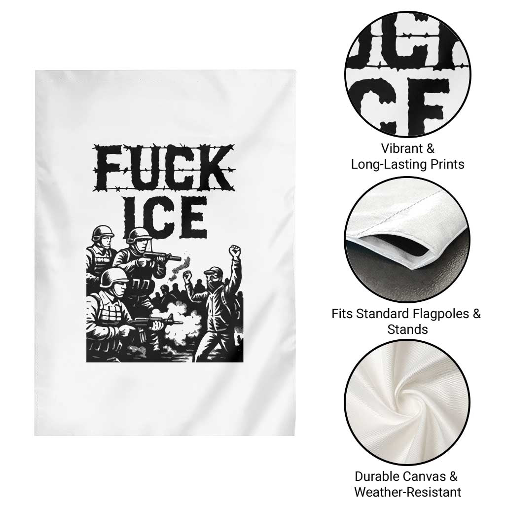 F Ice Riot Protest Graphic Garden Flag Political Resistance Against Ice Violence