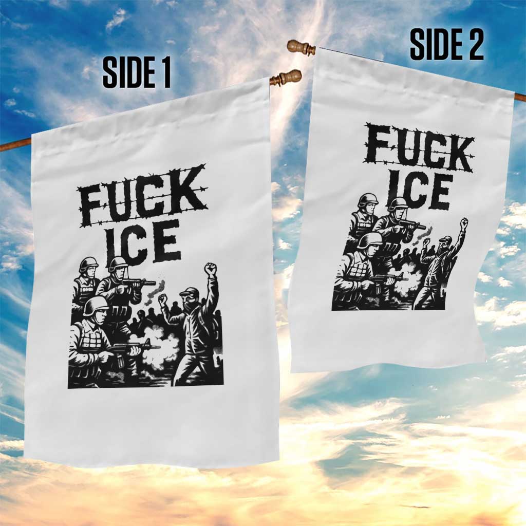F Ice Riot Protest Graphic Garden Flag Political Resistance Against Ice Violence