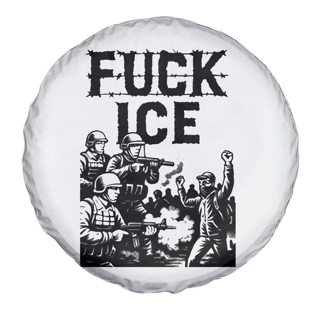F Ice Riot Protest Graphic Spare Tire Cover Political Resistance Against Ice Violence