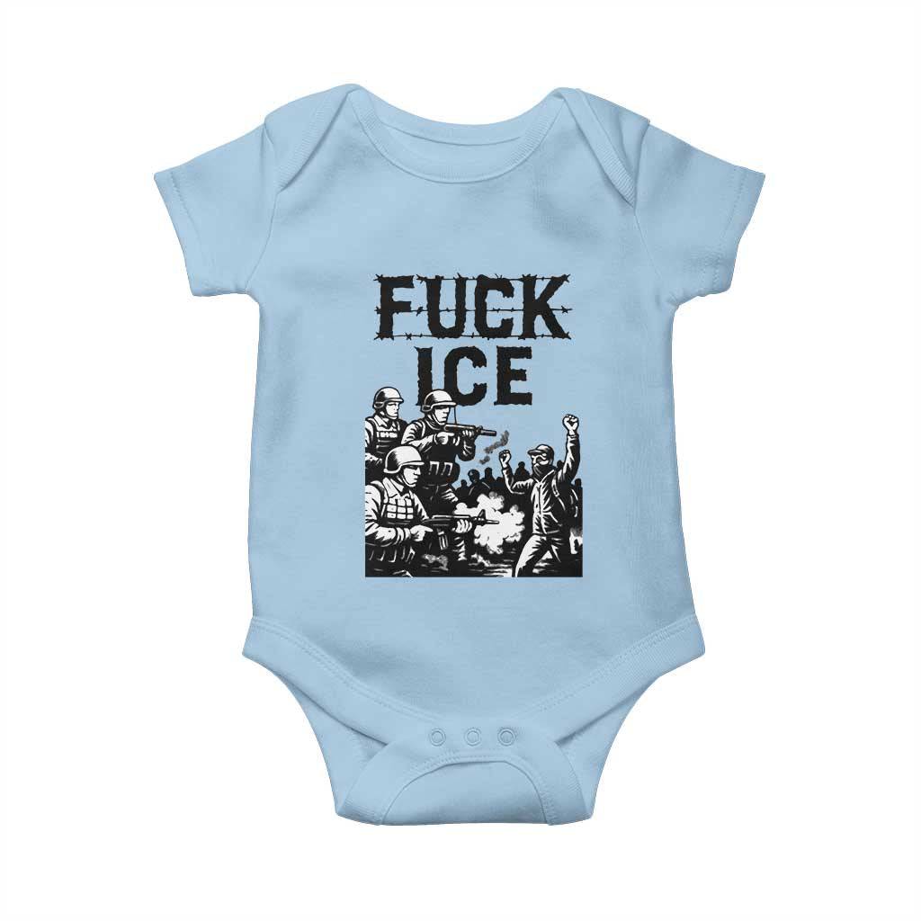 F Ice Riot Protest Graphic Baby Onesie Political Resistance Against Ice Violence