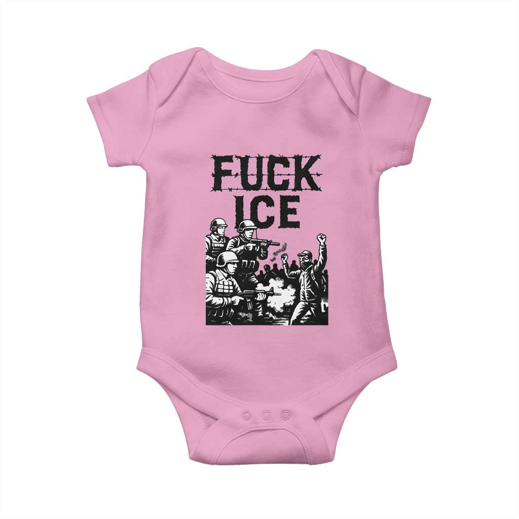 F Ice Riot Protest Graphic Baby Onesie Political Resistance Against Ice Violence