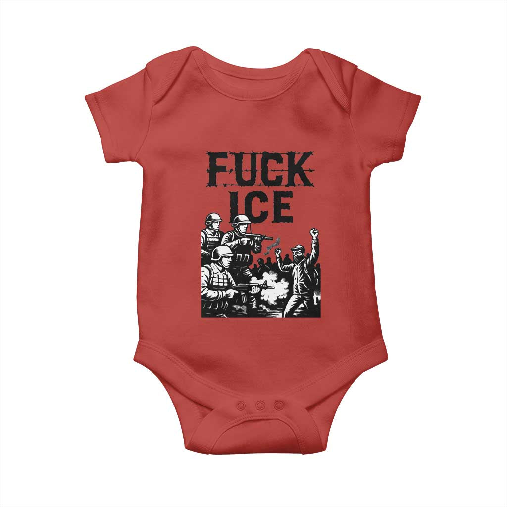 F Ice Riot Protest Graphic Baby Onesie Political Resistance Against Ice Violence