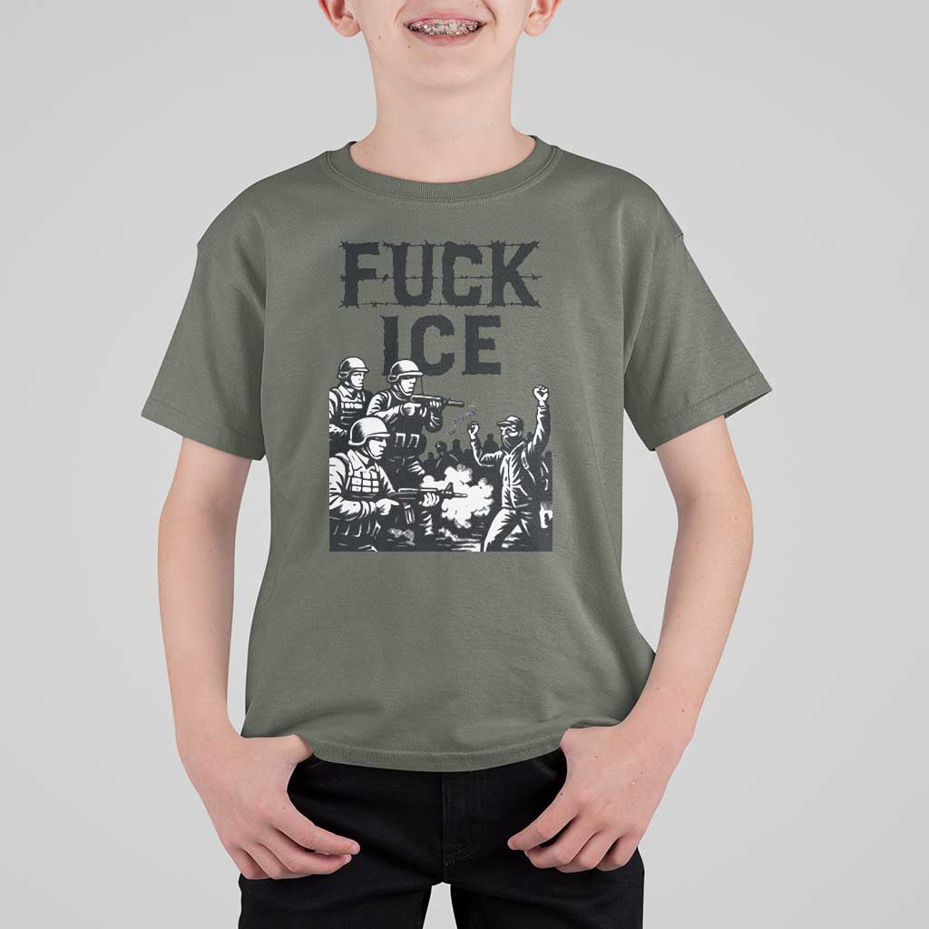 F Ice Riot Protest Graphic T Shirt For Kid Political Resistance Against Ice Violence