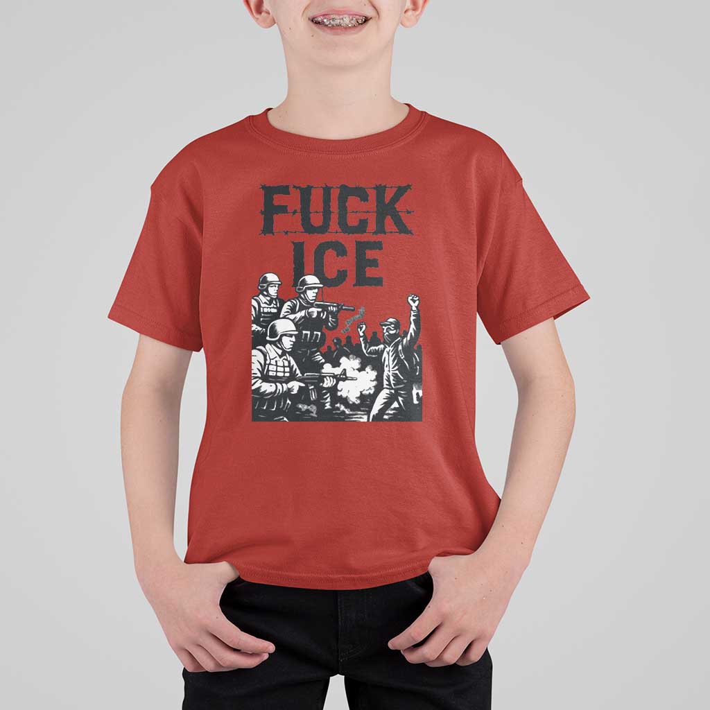 F Ice Riot Protest Graphic T Shirt For Kid Political Resistance Against Ice Violence