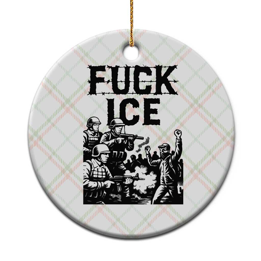 F Ice Riot Protest Graphic Ceramic Ornament Political Resistance Against Ice Violence