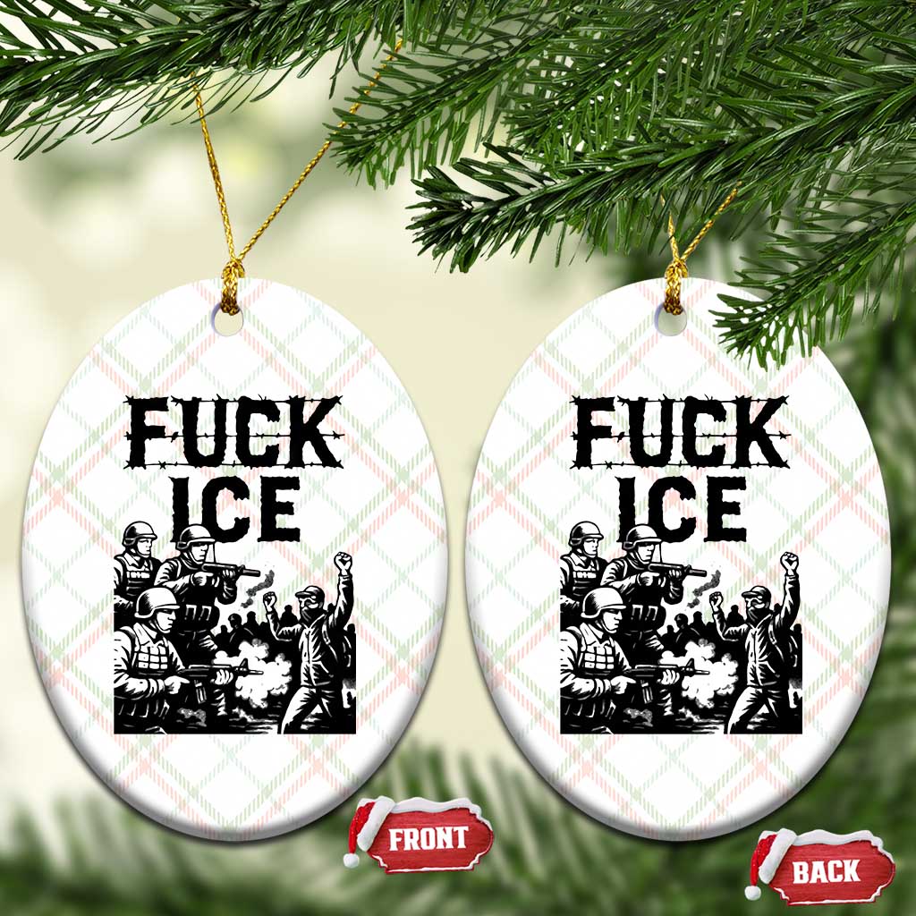 F Ice Riot Protest Graphic Ceramic Ornament Political Resistance Against Ice Violence