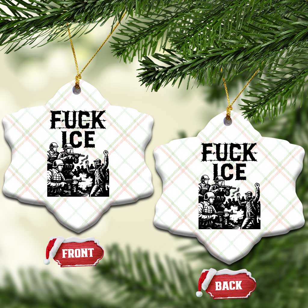 F Ice Riot Protest Graphic Ceramic Ornament Political Resistance Against Ice Violence