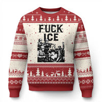 F Ice Riot Protest Graphic Ugly Christmas Sweater Political Resistance Against Ice Violence