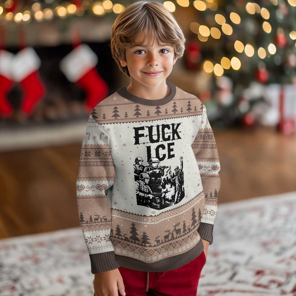 F Ice Riot Protest Graphic Ugly Christmas Sweater Political Resistance Against Ice Violence