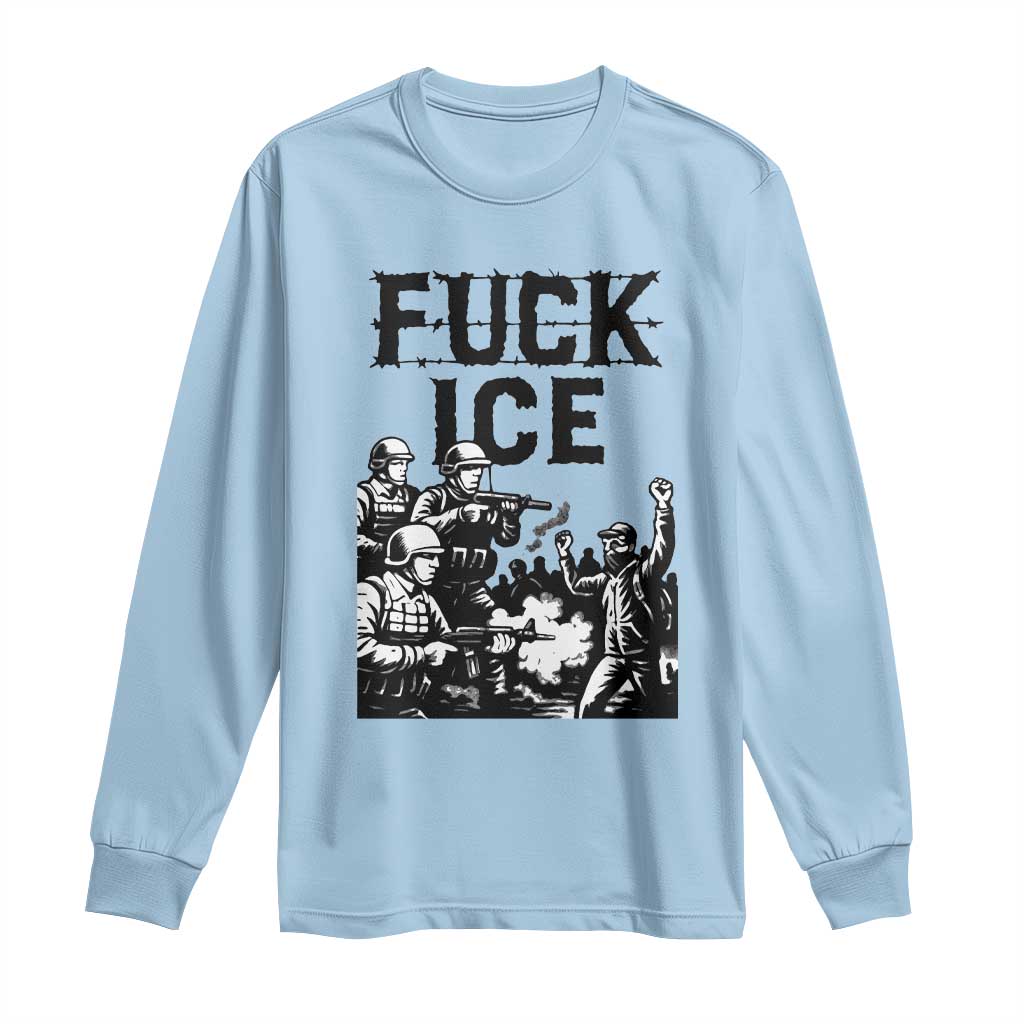 F Ice Riot Protest Graphic Long Sleeve Shirt Political Resistance Against Ice Violence