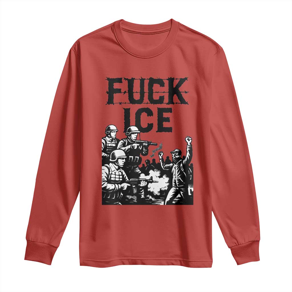 F Ice Riot Protest Graphic Long Sleeve Shirt Political Resistance Against Ice Violence