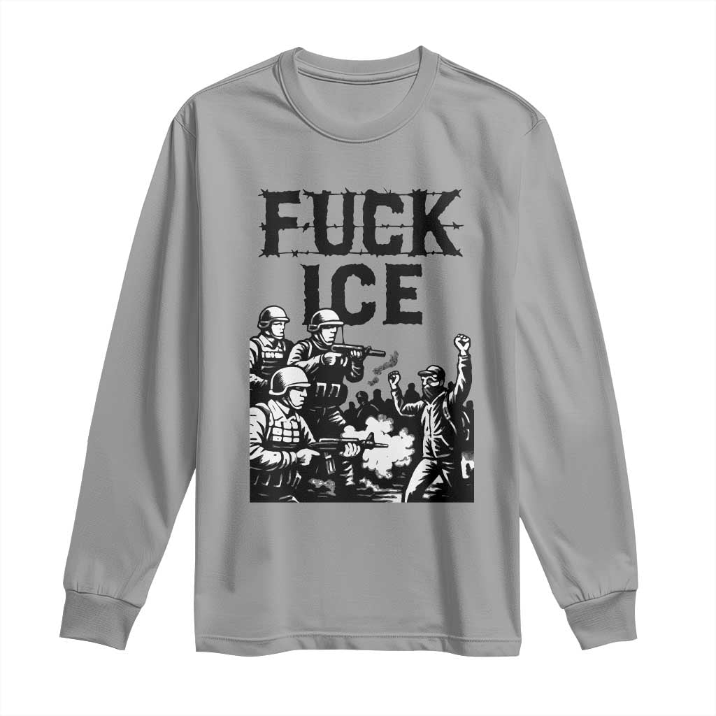 F Ice Riot Protest Graphic Long Sleeve Shirt Political Resistance Against Ice Violence