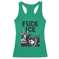 F Ice Riot Protest Graphic Racerback Tank Top Political Resistance Against Ice Violence
