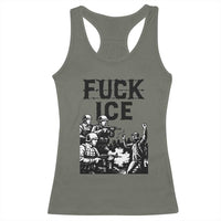 F Ice Riot Protest Graphic Racerback Tank Top Political Resistance Against Ice Violence