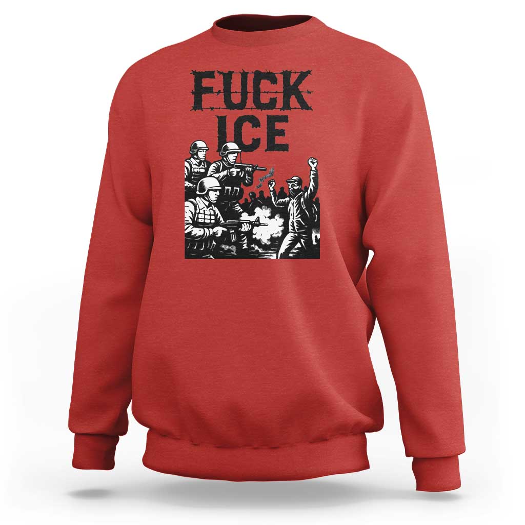 F Ice Riot Protest Graphic Sweatshirt Political Resistance Against Ice Violence