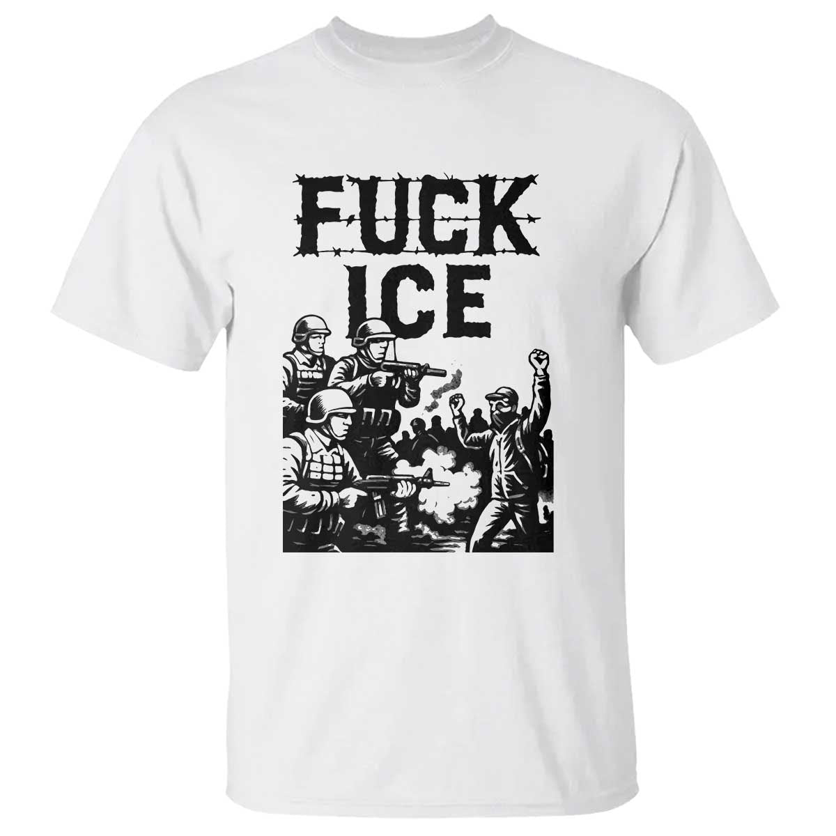 F Ice Riot Protest Graphic T Shirt Political Resistance Against Ice Violence