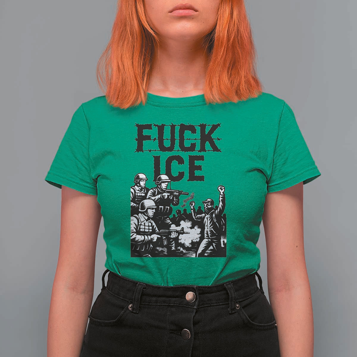 F Ice Riot Protest Graphic T Shirt For Women Political Resistance Against Ice Violence